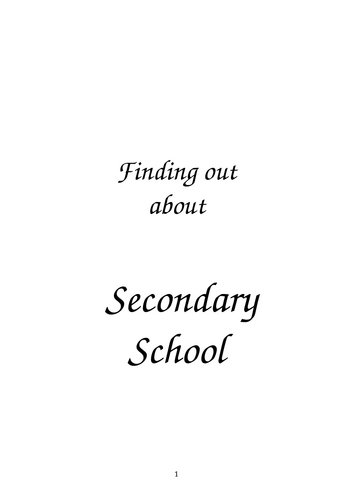 Transition Booklet to Secondary School