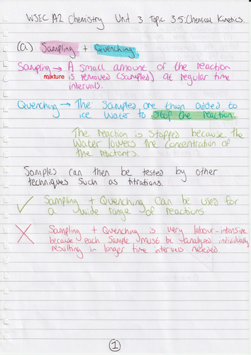 WJEC A Level Chemistry A2 Unit 3 topic 3.5: Chemical kinetics notes