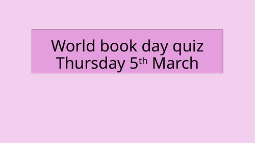 World book day quiz