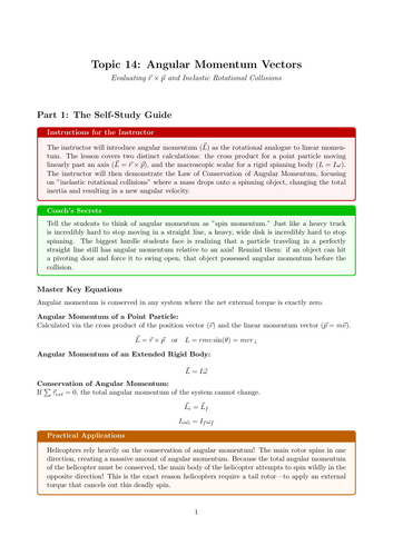 A-Level Physics Cover Work: Angular Momentum Vectors
