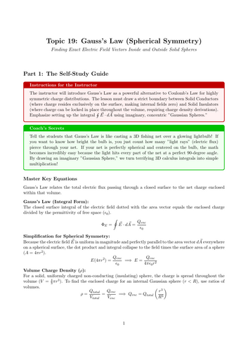 A-Level Physics Cover Work: Gauss’s Law (Spherical Symmetry)