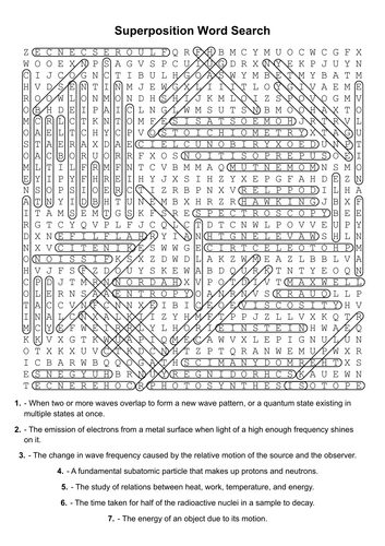 End of Term Science Mega Wordsearch for A Level Physics Students