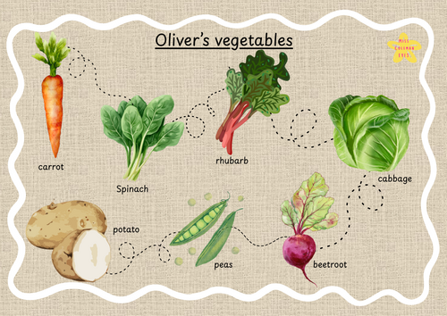 Oliver's vegetables vocabulary sheet