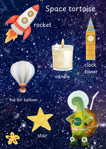 Space tortoise vocabulary sheet