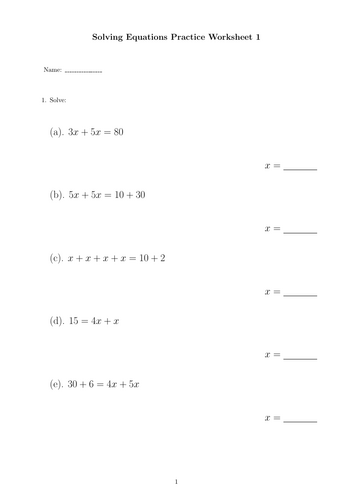Solving equation 1