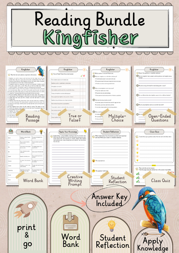 Kingfisher Premium Reading Comprehension Activities with Word Bank