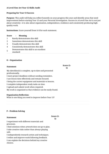 A-level skills audit