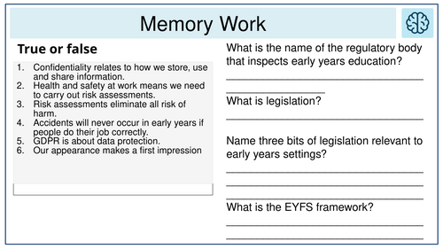 NCFE Child development and care in the ealry years content Area 6 expectations of an EYP