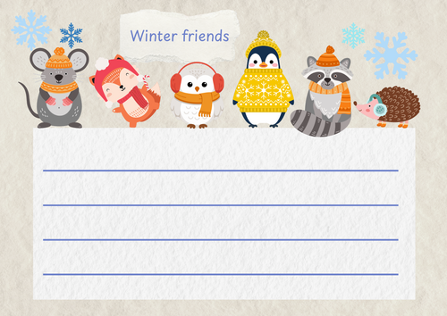 Winter friends writing