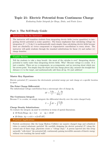 A-Level Physics Cover Work: Electric Potential from Continuous Charge