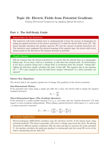 A-Level Physics Cover Work: Electric Fields from Potential Gradients