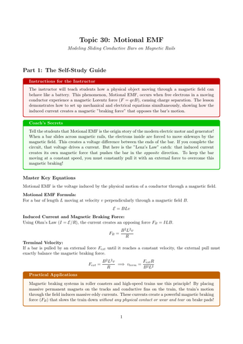 A-Level Physics Cover Work: Motional EMF with Drag Forces
