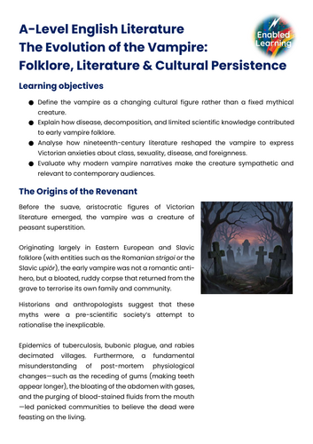 English Lit - Gothic Literature - What is a vampire?