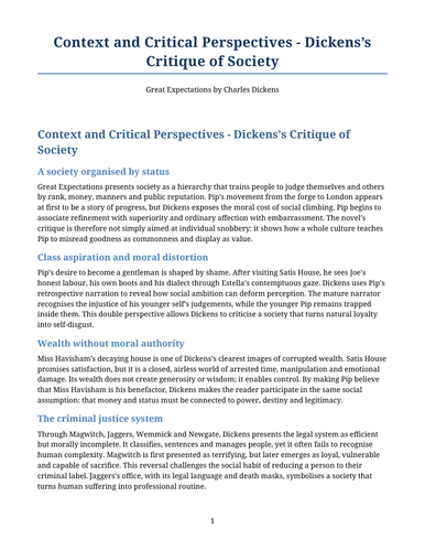 Great Expectations – Dickens’s Critique of Society
