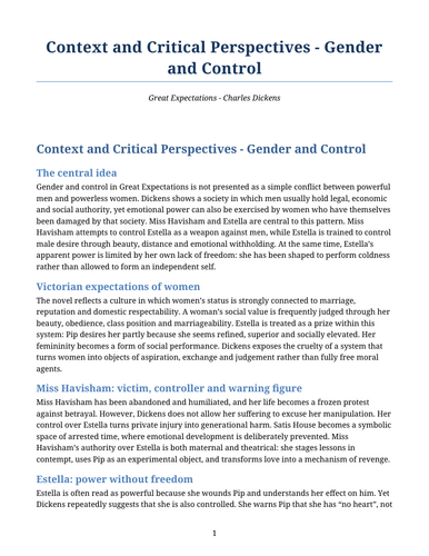 Great Expectations – Gender and Control