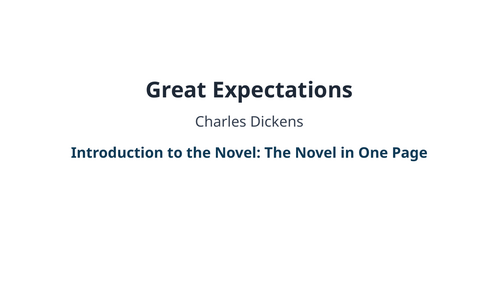Great Expectations – The Novel in One Page