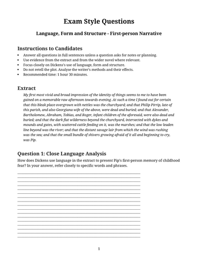 Great Expectations – First-Person Narrative
