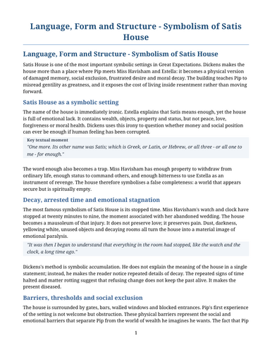 Great Expectations – Symbolism of Satis House