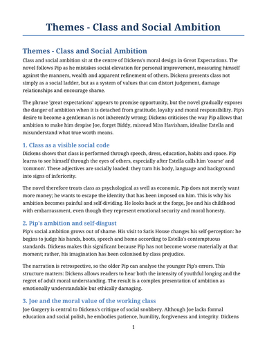 Great Expectations – Class and Social Ambition