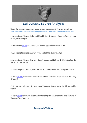 Sui Dynasty Source Analysis Worksheet