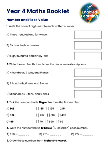Year 4 Maths - Mixed Maths Practice