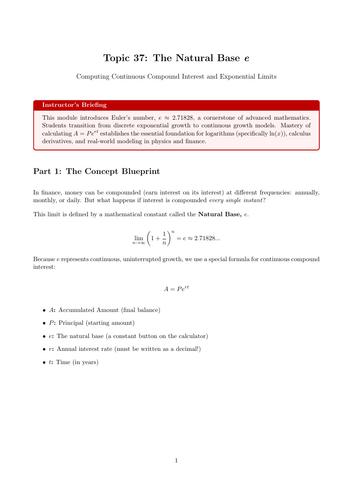 KS5 / AS Level Pure Maths Cover Lesson: The Natural Base e (No Prep)