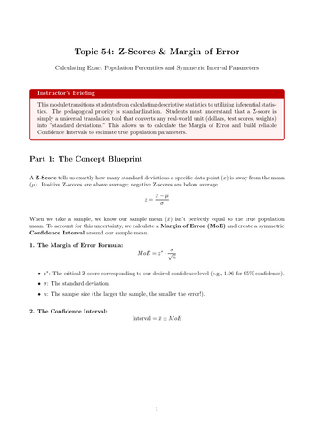 KS5 / AS Level Maths Cover Lesson: Z-Scores & Margin of Error (No Prep)
