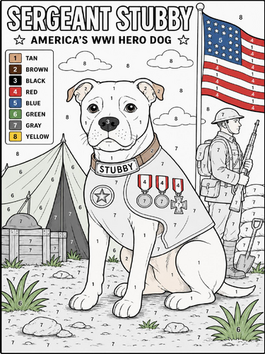 Sergeant Stubby color by numbers