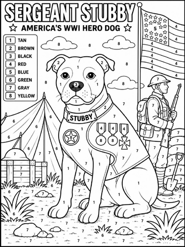 Sergeant Stubby color by numbers
