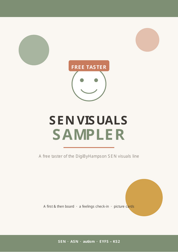 FREE SEN Visuals Sampler — First & Then Board, Feelings Check-In & Picture Cards | SEN / Autism