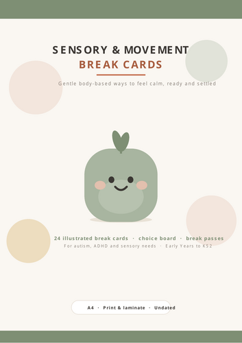 Sensory & Movement Break Cards | SEN Self-Regulation & Calm Strategy Cards | Autism ADHD Visual Aid