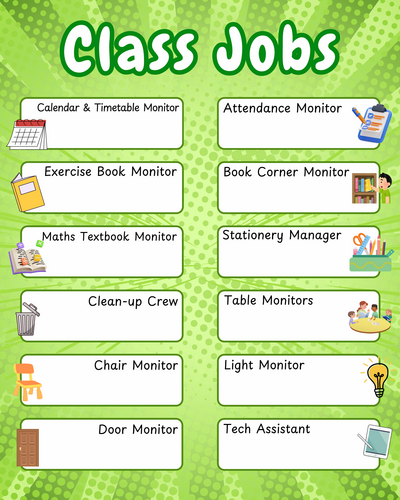 Classroom Jobs Display