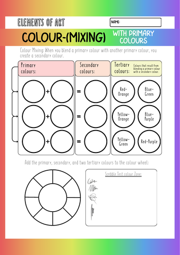 Colour Mixing with Primary Colours Worksheets
