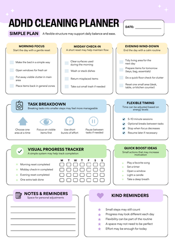 ADHD Cleaning Planner
