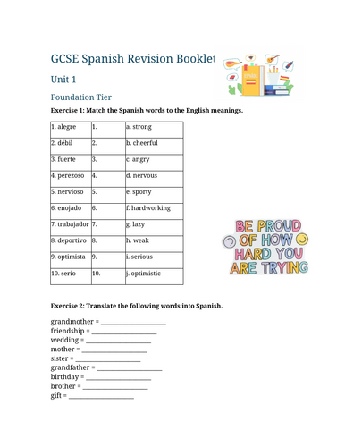 (AQA 2026 8692) GCSE Spanish Vocabulary Booklet – Foundation & Higher