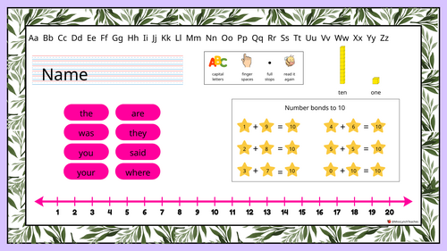 Year 1 and Year 2 Table Mats - Botanical Theme