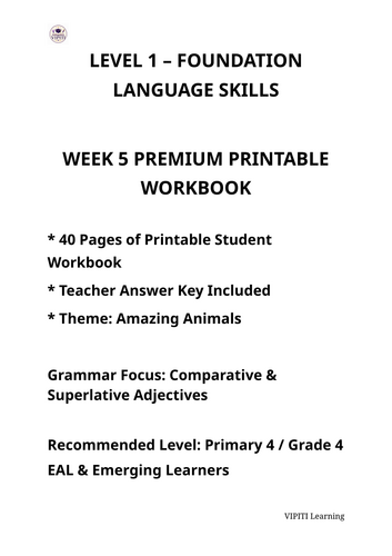 VIPITI Week 5: Amazing Animals Workbook