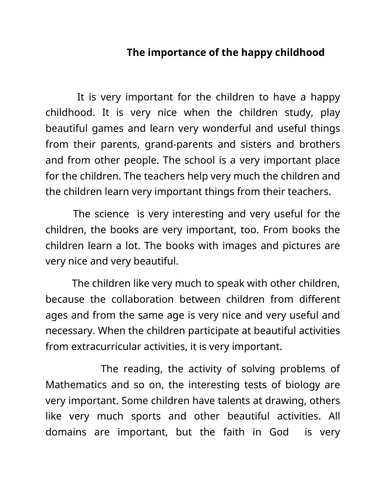 The importance of the happy childhood