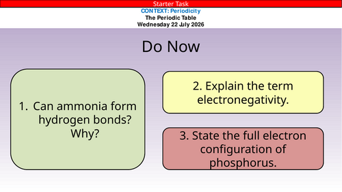 OCR A Level Chemistry Chapter 7 - Periodicity