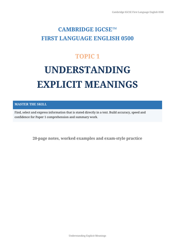 0500 cambridge English Understanding explicit meanings