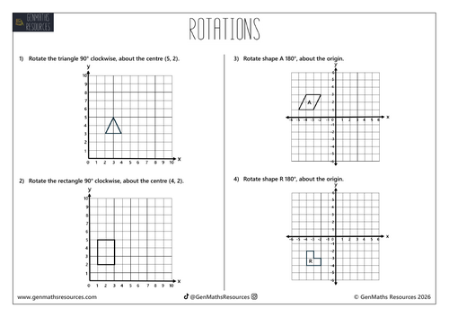 Rotations - Maths GCSE Foundation Worksheet