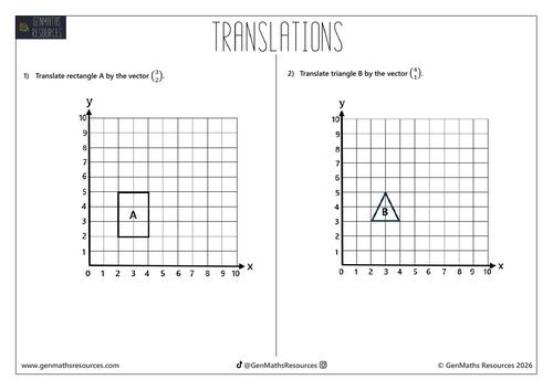 Translations - Maths GCSE Foundation Worksheet