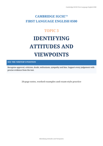 Cambridge IGCSE English 0500 Identifying attitudes and viewpoints