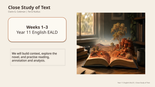 Terra Nullius – Introduction Slides & Cumulative Analysis Table | Stage 6 English EALD