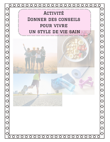 French Imperative Verbs Activity - Giving advice on living a healthy lifestyle