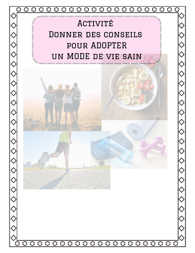 French Imperative Verbs Activity - Giving advice on living a healthy lifestyle