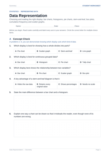 Data Representation Practice & Key