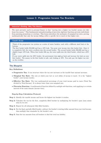 PSHE / Financial Education Cover Lesson: Progressive Income Tax Brackets (No Prep)