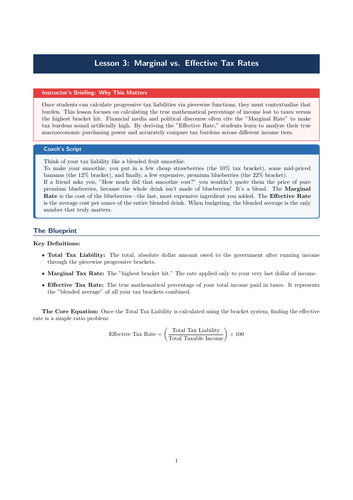 PSHE / Financial Education Cover Lesson: Marginal vs. Effective Tax Rates (No Prep)