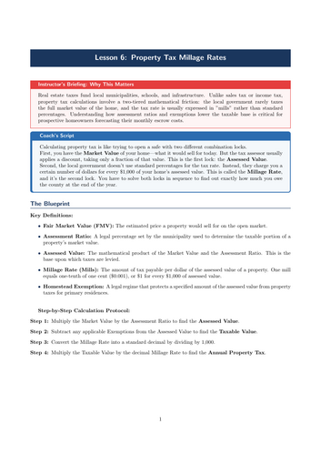 PSHE / Financial Education Cover Lesson: Property Tax Millage Rates (No Prep)